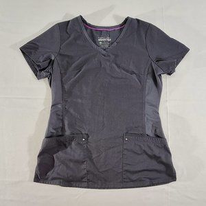 Healing Hands Purple Label Yoga Scrubs Women's Small Top in Gray